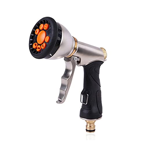 Pistola de agua de alta presión de metal Lavadora de autos Boquilla de limpieza Manguera de jardín Pistola de agua Aspersor Riego de huerta Pistola de agua de alta presión (Color : Light Grey)