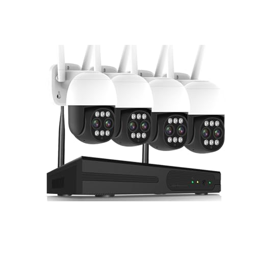 Equipo de videovigilancia De cámaras de Seguridad IP 10CH 4K PTZ 10X Zoom Kit NVR inalámbrico for Exteriores visión Nocturna en Color Kit de cámara de vigilancia CCTV 8CH(3T,10CH NVR 4Pcs Camera)