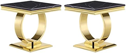 ACEDÉCOR Gold End Table Set of 2, Modern Luxury Square End Table ...
