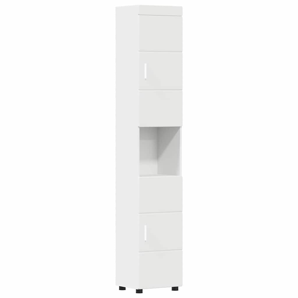 vidaXL Bathroom Cabinet TULUM White 37 x 31.5 x 203 cm Engineered Wood, Stylish Bathroom Storage, Rectangular Cabinet, Modern Vanity, Efficient Design, Durable Engineered Wood, Ample Organizers
