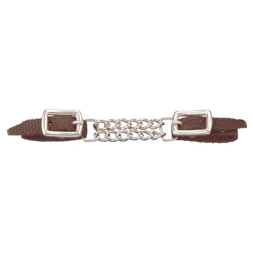 Tough 1 Mini Nylon Curb Strap with Dbl Chain Brown