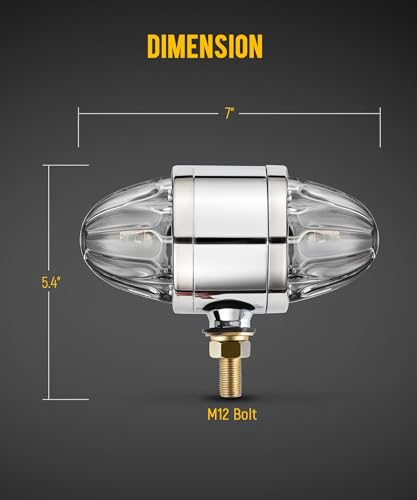 Image of Partsam 1x Glass Watermelon Light Dual Revolution Double-Face Amber Red LED Turn Signal Marker Tail Light, Zinc Alloy Housing Clear Lens Post Mount for Peterbilt Freightliner Semi Truck Trailer 12V