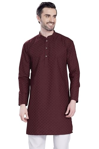 Image of DIVISIVE Men's Thread Embroidered Cotton Only Slim Fit Kurta