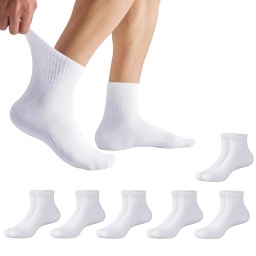 Men's Athletic Ankle Socks Cushioned Ankle Running Socks Stretchy Half Crew Quarter Sock Comfortable Durable 6 Pairs