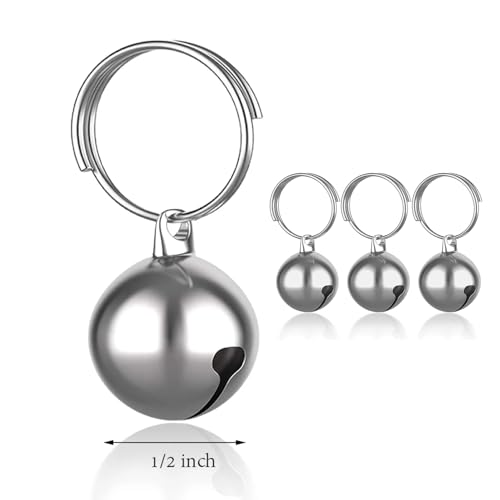 SKYPIA Round Dog Bells Dog Charm Bells Pet Pendant, 3 PCS Anti-Lost Training Bells for Collars, Suitable for Pet Pendant Accessories 1/2-Inch Gold