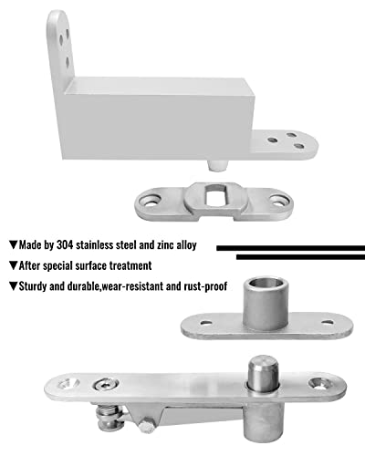 Self Closing Hidden Door Hinge, 360 Degree Shaft Pivot Hinge, Stainless Steel Invisible Hidden Hinges Hardware for Cabinet Doors, Wooden Secret Door