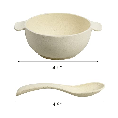 Shopwithgreen Unbreakable Kids Bowls -Microwave Dishwasher Safe- Wheat Straw Snack Bowl Sets For Kids And Toddler-4 Bowls And 4 Spoons, Lightweight And Durable ( Small ) #TOP1