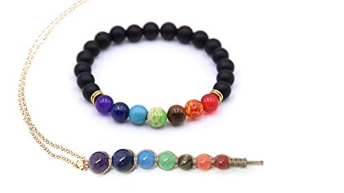 Preisvergleich Produktbild Katessen Halskette + Armband Parure Chakra Heilung höchster Qualität in Stein Halbedelstein Lithotherapie Achat Amethyst Tigerauge Mann Frau