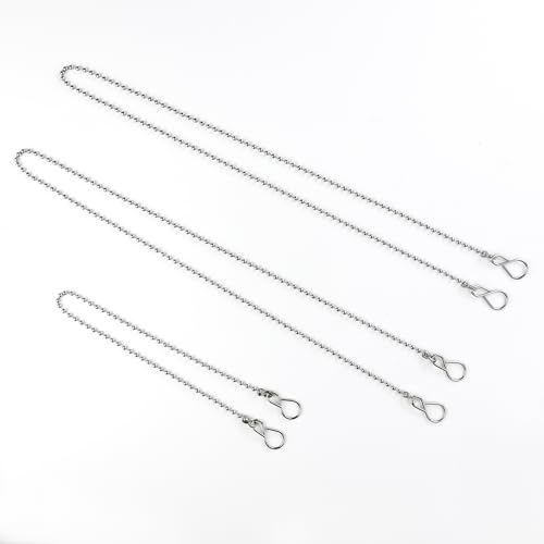 3 tapones de cadena, cadena de tapón para bañera, tipo bola, cadena de tapón de lavabo, cadena de acero inoxidable, con gancho en S para accesorios de baño, bañera, sumidero, cadena de repuesto