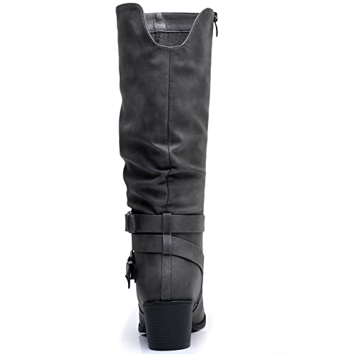 Image of GLOBALWIN Women's Knee High Cowboy Boots - Minimalist Western Round Toe Cowgirl Boots with Comfortable Block Heel, Plain Sleek Design, Tall Dress Boots for Women