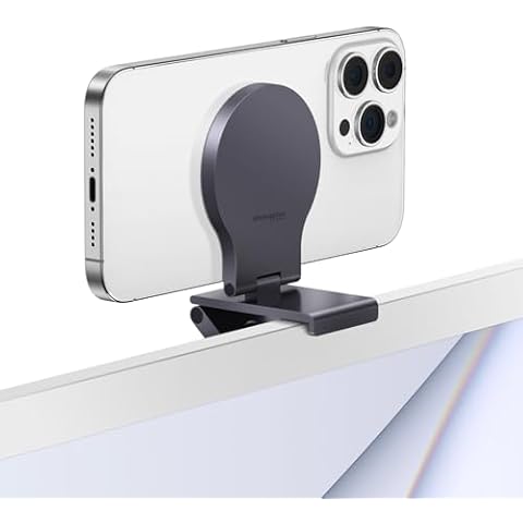 Amavasion Continuity Camera Mount for Desktop Monitor, iMac Compatible iPhone Webcam Mount with Mag-Safe for Mac Desktops and Displays, Apple TV 4K Cover