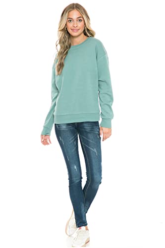 Urban Look Women's Fashion Basic Fleece Lined Crewneck Sweatshirt4