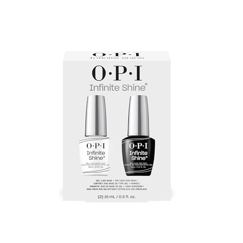 OPI Infinite Shine Nail Polish Base & Top Coat Duo Pack - Intense Shine & Nail Polish Protection - with OPI Pro-Wide Brush (2x15ml)