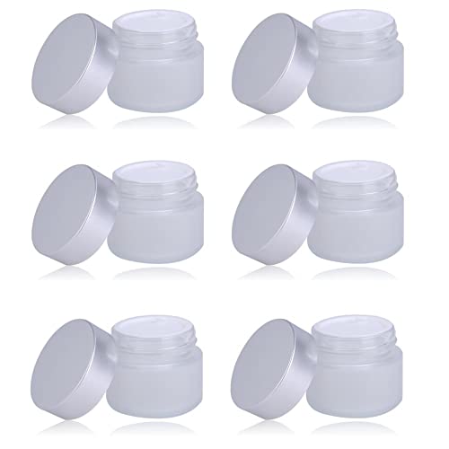 Chocople クリーム容器 遮光瓶 ガラス 詰替え 6個 セット 内蓋付き シルバー (100g)