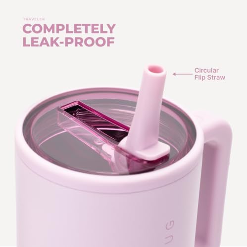 Image of HydroJug Traveler - 32 oz Water Bottle with Handle & Flip Straw - Fits in Cup Holder, Leak Resistant Tumbler-Reusable Insulated Stainless Steel & Rubber Base - Gifts for Women & Men, Sweet Pea