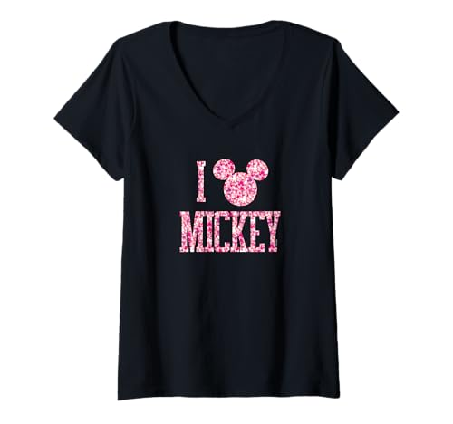 T-shirt Mickey Mouse femme affichez votre passion avec ce col V brillant