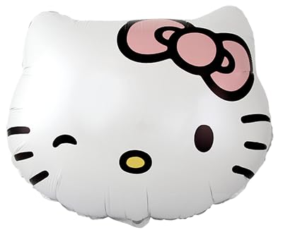 Hello Kitty Ballon en aluminium en forme de tête Blanc et rose 53,3 cm Décoration de fête pour air ou hélium