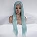 Produktbild Natürliche Damen perücke Hellblau hitzebeständige Faser glattes Haar Promi Mädchen Hochzeit Party synthetische Lace Front Perücke,28 inch Hitzebeständige Perücke mit einem Freien Haarnetz