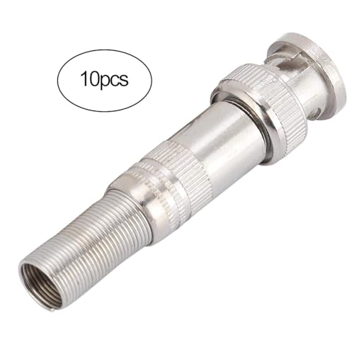 Image of MX BNC Male Connector - Full Metal with Spring, Durable Coaxial Adapter for CCTV, RF, Video & Audio Connections Silver Plated, 10-Pack