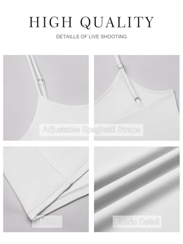 GKBK Womens Adjustable Double Lined Spaghetti Strap Scoop Neck Tank Top Sleeveless Slim Soft Basic Cami Shirts Spring Summer Workout Casual Daily Y2K Cute Clothes White Medium