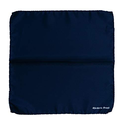 Chiccheria Mouchoir de poche en soie de la marque Une couleur - 100% soie | Roulé à la main | Fabriqué en Italie | Mouchoir | Connu de GQ (bleu)