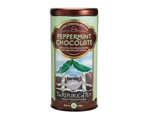 The Republic of Tea Chocolate Peppermint Herbal Tea, 36 tea bags in an attractive tin - caffeine-free rooibos tea with chocolate and peppermint flavour