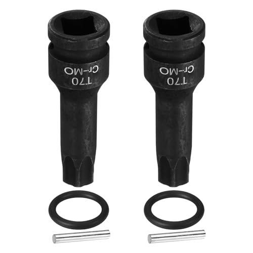 QUARKZMAN 2 Piezas De Enchufe De Estrella Torx T70 De 6 Puntos De Impacto De 1/2 Pulgada De Acero CR-MO Con Pasador Y Anillo Tórico Para Taladros Talleres Adaptador