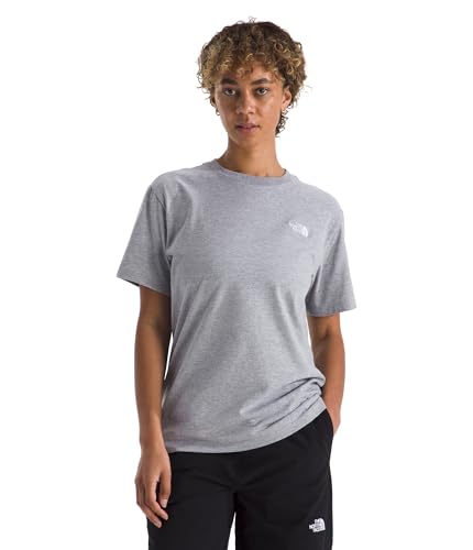 The North Face Womens Evolution Simple Dome Relaxed Short-Sleeve Tee - Classic T-Shirt Embroidered Logo Cotton Fabric TNF Pale Grey Heather Large