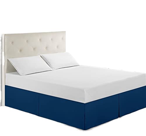 YYLUOYANG Cubre Somier Envoltura de Falda de Cama de Color sólido, Cubierta cepillada for el hogar, for Polvo, tamaño de decoración del hogar Faldas De La Cama(Navy,F 137X190cm)