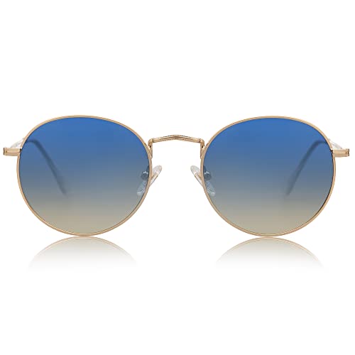 Image of SOJOS Small Round Polarized Sunglasses for Women Men Classic Vintage Shades | Lightweight Stainless Steel Frame UV400 Sun Protection Adjustable Nose Pads SJ1014