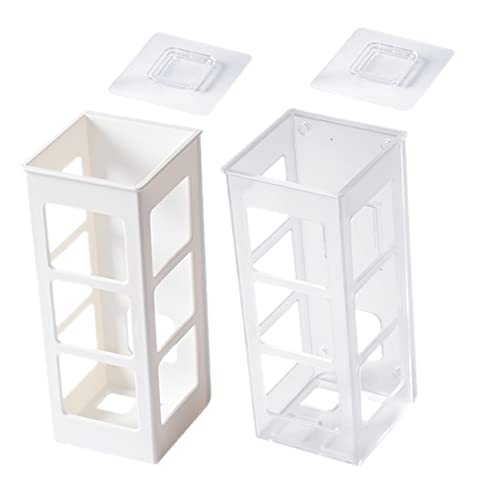 Happyyami 2pcs Hair Dryer Holder Wall-Mounted Curling Iron Storage Box No Drilling Hair Tool Organizer Blow Dryer Stand Space-Saving Bathroom Organizer