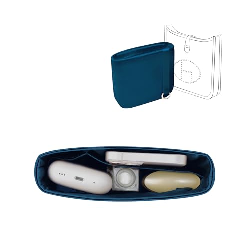 Image of Fits for Evelyne Bag Insert Organizer For Hermes(23,Blue jean) | Premium Silk Material,Smooth Touch,Lightweight,zipper,protect from scratches & stains,multiple pockets,keychain,waterproof