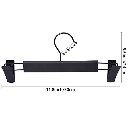 Image of NORTHERN BROTHERS Pants and Skirt Hangers with Adjustable Clips, 50 Pack, Slim Non-Slip Clip Hangers, 360 Degree Swivel Hook, Black