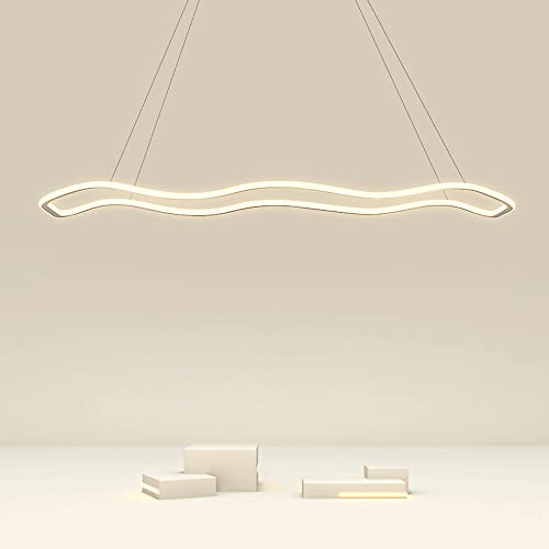 Suspension longue en fer blanc ondulée 40W à éclairage d'ambiance LED - 5