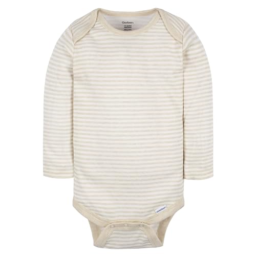 Image of Gerber Baby Bodysuits Long-Sleeve Cotton Onesies 6-Pack for Girls Newborn
