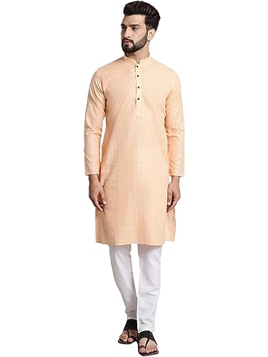 Image of SOJANYA (Since 1958 Men's Cotton Blend Checked Kurta and Churidar Pyjama Set