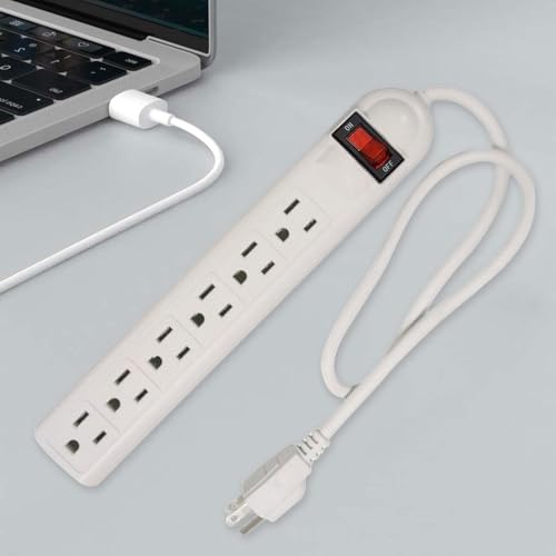 Image of 6 Outlet Power Strip US Plug Compact Accessories for Commercial Dorm Desktop 75cm Cord| Surge Protectors, Power Strips| Multipurpose Batteries & |Consumer Electronics
