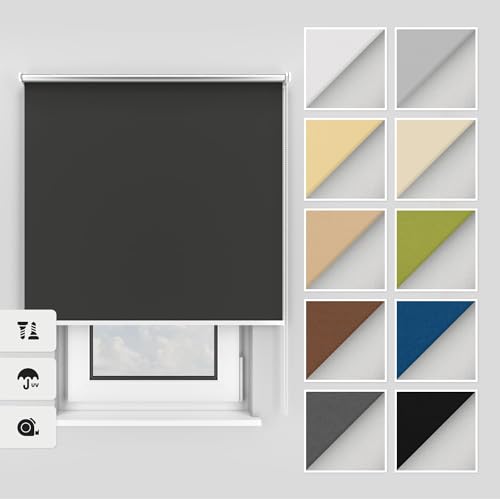 Estika Thermo rollos mit Bohren 80x150 cm Farbe: Graphit Verdunklungsrollo Deckenmontage und Wandmontage Thermorollo hitzeschutz Jalousien Fenster