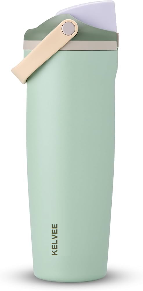 KELVEE FreeSip Sway 900ml Insulated Stainless Steel Water Tumbler with Two-Way Spout & Straw, Bucket Handle, Leak-Proof BPA-Free Sports & Travel Sipper for School, Gym & Outdoor (Eucalyptus)-image-33