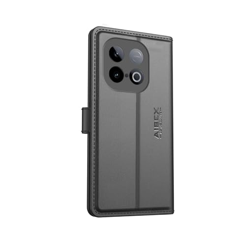 Image of AIBEX Compatible for iQOO Neo 10 5G Flip Cover Leather Finish with Magnatic Closure | Inside TPU with Card Pockets | Wallet Stand | Complete Protection Flip Case -Black