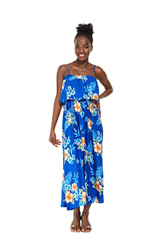 Image of Matchable Family Hawaiian Luau Men Women Girl Boy Clothes in Hibiscus Blue