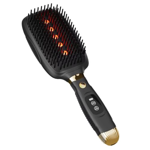Masslla Peine de crecimiento del pelo con luz roja, microcorriente EMS, terapia infrarroja, cepillo de masaje de cuero cabelludo con vibración, color negro