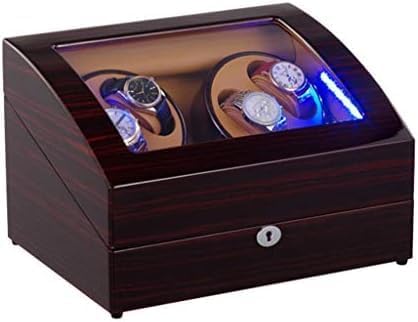 Mechanical Watch Shaker Automatic Rotate Watch Winder 4+6 Leather Storages Automatic Winding Box Quiet Motor 4 Rotation Modes with Lock LED Illuminati