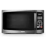 TOSHIBA ML-EM09PA(BS) Small Microwave Oven with 6 Auto Menus, Mute Function & Child Lock, LED Lighting, Perfect for Apartment, 0.9 Cu Ft, 10.6 Inch Removable Turntable, 900W, Black Stainless Steel