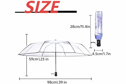 Image of Contacts Transparent Windproof Travel Waterproof Canopy, Strong Fiberglass Frame Portable Umbrella for Rain