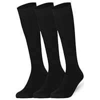 Mysocks Knee High Socks for Women and Men - 3 Pair Breathable Combed Cotton Seamless Toe Unisex Long Socks - Casual Plain High Knee Length Socks