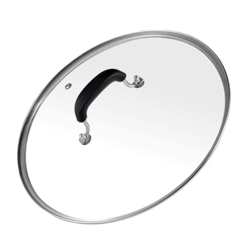 10-1/4 Inch (9-3/8 Inch Inner Diameter) Tempered Glass Lid for Pans & Pots Frying Pan Cover Cooking Cover with Steam Hole Stainless Steel Rim & Heat Resistant Handle