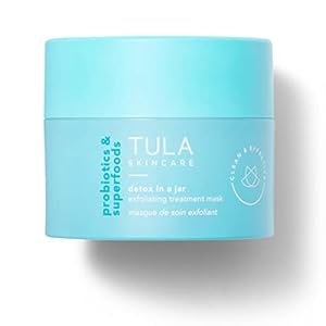 TULA Skin Care Detox in a Jar – Exfoliating Treatment Mask with Hydrating Vitamin E, Soybean Oil and Bentonite Clay, 1.7 oz.