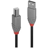 LINDY - Cavo USB 2.0 Tipo A a USB Tipo B, Cavetto USB Anthra Line 1 Metro, Tipo Maschio A/B, Velocità di Trasferimento Dati Speed Fino a 480Mbps per Tastiera, Stampante, Fotocamera, Hard Disk