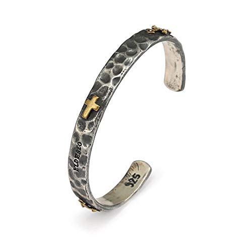 Bangle en argent 925 sterling pour femme et homme au motif martelé rétro